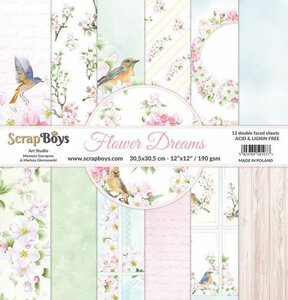 ScrapBoys Flower dreams paperset 12 vl+cut out elements-DZ FLDR-08