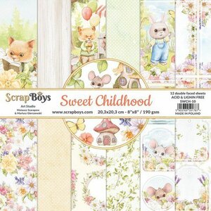 ScrapBoys Sweet Childhood paperpad 12 vl+cut out elements-DZ SWCH-10 190gr 20,3x20,3cm
