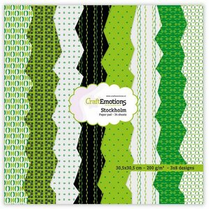 CraftEmotions Paper pad Stockholm - groen 24 vl 30,5x30,5cm