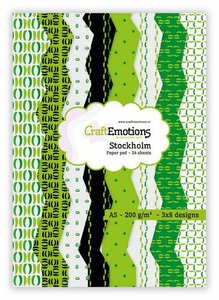 CraftEmotions Paper pad Stockholm - groen 24 vl A5 14,8x21CM