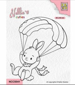 Nellie Choice Nellie&lsquo;s Cuties Clear Stamp Konijn met parachute NCCS041