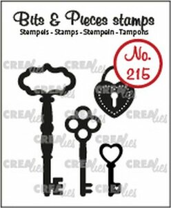 Crealies Clearstamp Bits &amp; Pieces 3x sleutels+ hangslot 
