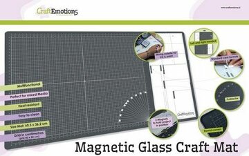 CraftEmotions Glass Craft Mat  magnetisch Tempered glass grid 