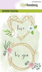 CraftEmotions clearstamps A6 - floral frame hart en ring