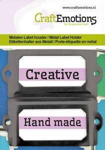 CraftEmotions Metalen label houder groot - zwart 2 st 32x70mm