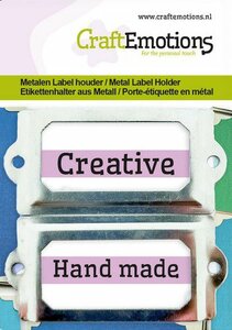 CraftEmotions Metalen label houder groot - zilver 2 st 32x70mm