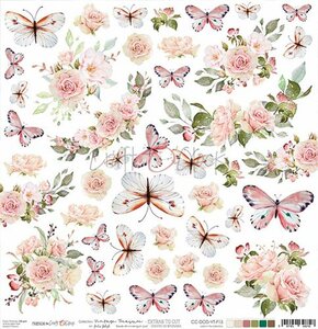 One-sided paper 12"*12" Vintage Treasure, extras to cut