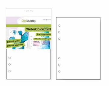 CraftEmotions WaterColorCard - bril. Ringband wit 10 vl - 6 Ring A5
