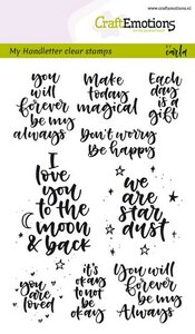 CraftEmotions clearstamps A6 - handletter - happy feelings (Eng) Carla Kamphuis 