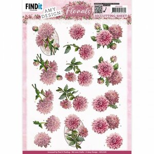 3D Cutting Sheets - Amy Design - Pink Florals - Dahlia