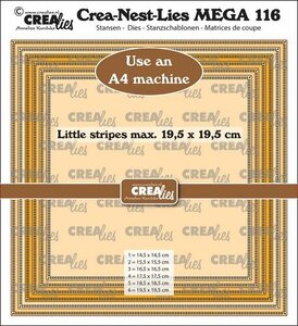 Crealies Crea-Nest-Lies Mega Rechthoeken - streepjes halve cm CLNestMega118 19,5x23,5cm
