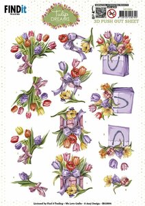 3D Push out Sheet - Amy Design - Tulip Dreams - Colorful Tulips SB10994