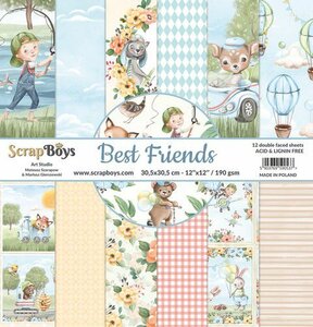 ScrapBoys Best Friends paperset 12 vl+cut out elements-DZ BEFR-08 190gr 30,5x30,5cm&nbsp;