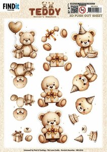 3D Push out Sheet - Berries Beauties - Teddy - Present SB11014