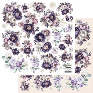 Art Alchemy Double-sided paper 30,5x30,5 cm In Purple Colors &ndash; Flowers &ndash; extras to cut, mirror print, 250 gsm