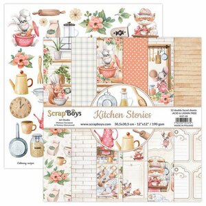 ScrapBoys Kitchen Stories paperset 12 vl+cut out elements-DZ KIST-08 190gr 30,5cmx30,5cm