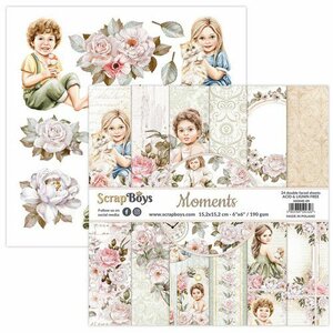 ScrapBoys Moments paperpad 24 vl+cut out elements-DZ MOME-09 190gr 15,2cmx15,2cm