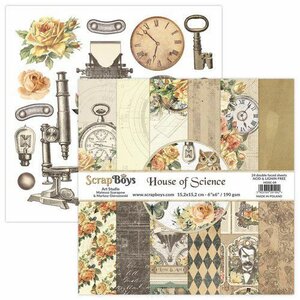 ScrapBoys House of Science paperpad 24 vl+cut out elements-DZ HOSC-09 190gr 15,2cmx15,2cm