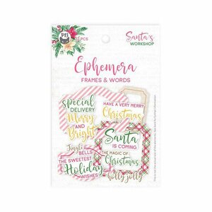 Piatek13 - Ephemera set Frames and Words Santa&lsquo;s workshop 12St P13-SAN-37