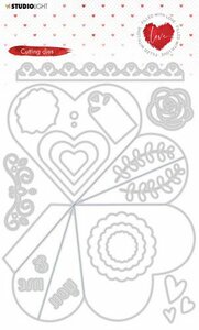Studio Light Emb. Die Cut Heart shaped box Filled With love nr.353 A5