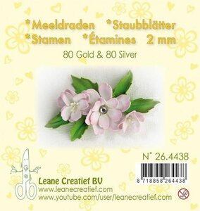 LeCrea - Meeldraden 2mm, &plusmn;80 mat &amp; 80 parel goud en zilver&nbsp;26.4438