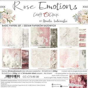 Craft O Clock Basic Paper Pack 20x20 cm Rose Emotions 250 grs 4x6 designs CC-C73-RE-08