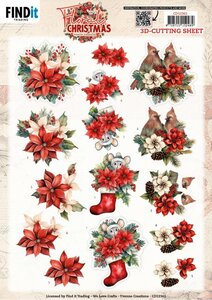 3D Cutting Sheet - Yvonne Ceations - Floral Christmas- Floral Poinsettia CD12361