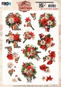 3D Cutting Sheet - Yvonne Ceations - Floral Christmas- Floral Vase&nbsp;CD12359