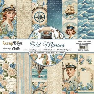 ScrapBoys Old Marina paperpad 12 vl+cut out elements-DZ SB-MARI-10 20,3x20,3 cm
