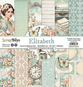 ScrapBoys Elizabeth paperset 12 vl+cut out elements-DZ SB-ELIZ-08 30,5x30,5 cm