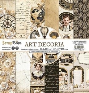 ScrapBoys Art Decoria paperset 12 vl+cut out elements-DZ SB-ARDE-08 250gr 30,5cmx30,5cm