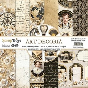 ScrapBoys Art Decoria paperpad 12 vl+cut out elements-DZ SB-ARDE-10 250gr 20,3x20,3cm