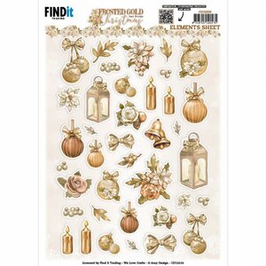 Cutting Sheets - Amy Design - Frosted Gold Christmas - Small Elements