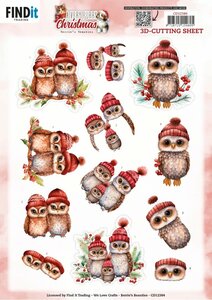 3D Cutting Sheet - Berries Beauties - A Very Furry Christmas - Owl CD12384