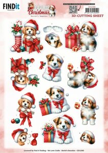 3D Cutting Sheet - Berries Beauties - A Very Furry Christmas - Puppy CD12383