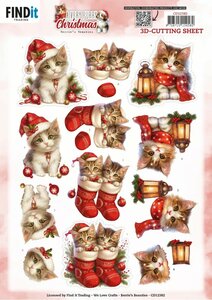 3D Cutting Sheet - Berries Beauties - A Very Furry Christmas - Kitten CD12382