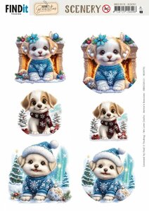 Scenery Push out - Berries Beauties - Christmas Dog BBSC10115 - HJ247