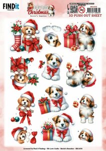 3D Pushout Sheet - Berries Beauties - A Very Furry Christmas - Puppy SB11054