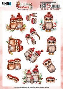 3D Pushout Sheet - Berries Beauties - A Very Furry Christmas - Owl SB11055