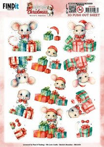 3D Pushout Sheet - Berries Beauties - A Very Furry Christmas - Mouse SB11056
