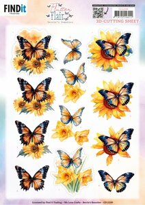 3D Cutting Sheet - Berries Beauties - Flutter Flair - Yellow Flutters