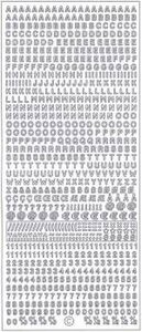 Sticker vel mini alfabet-cijfers goud