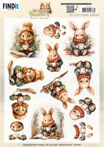 3D Cutting Sheet - Berries Beauties - Winter Bunnies - Drinking Bunnies CD12402