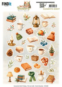 Cutting Sheet - Berries Beauties - Winter Bunnies - Small Elements CD12405