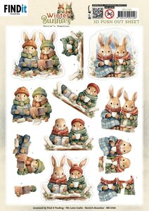 3D Pushout Sheet - Berries Beauties - Winter Bunnies - Bunnies Together SB11066