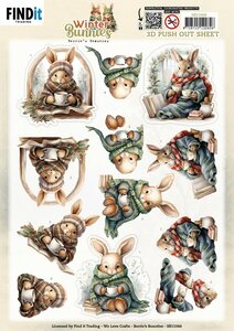 3D Pushout Sheet - Berries Beauties - Winter Bunnies - Cosy Bunnies SB11068