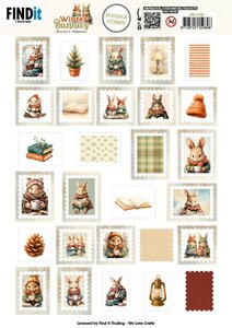 Berries Beauties - Winter Bunnies - Push Out Postage Stamp SB11100