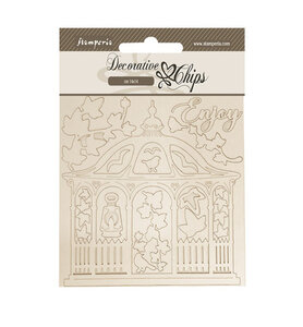 Stamperia Decoratieve Chips &ndash; House of Roses Gazebo SCB259