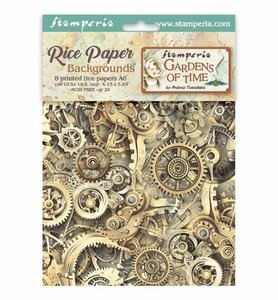 Stamperia Rice Paper Achtergronden A6 Selectie &ndash; Gardens of Time DFSAK6053