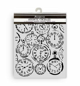 Stamperia Sjabloon 20 x 25 cm &ndash; Gardens of Time Mixed Clocks KSTD203